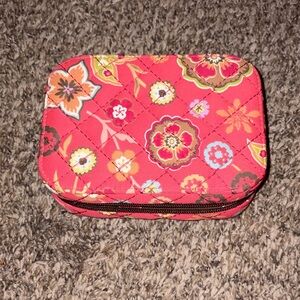 Longaberger Red Floral Quilted Cosmetic Case